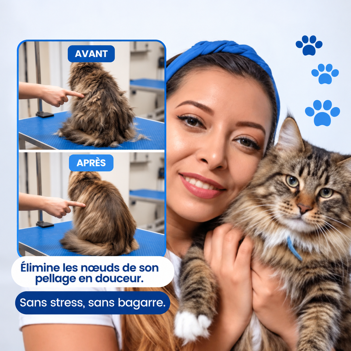 Tondeuse Silencieuse Anti-Nœuds — Pour Chat Poils Longs & Courts