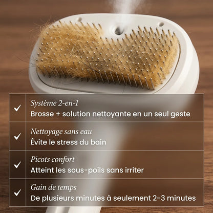 FurFresh Bio™ brosse autonettoyante anti-poils pour chien et chat éliminant les poils morts rapidement