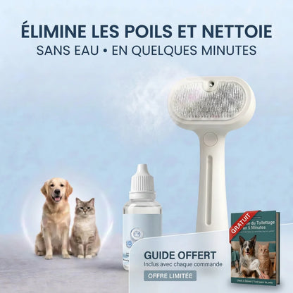 FurFresh Bio™ brosse autonettoyante anti-poils pour chien et chat éliminant les poils morts rapidement
