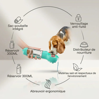 Bouteille Portable 4-en-1 pour Chien | Eau & Friandises