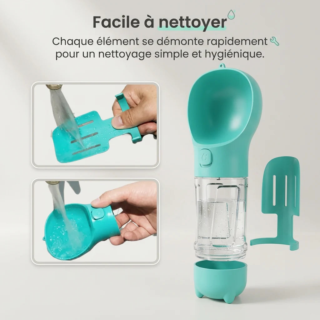 Bouteille Portable 4-en-1 pour Chien | Eau & Friandises